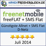 Günstigste Allnet + SMS Flat D-Netz: freenetmobile freeFLAT + SMS Flat